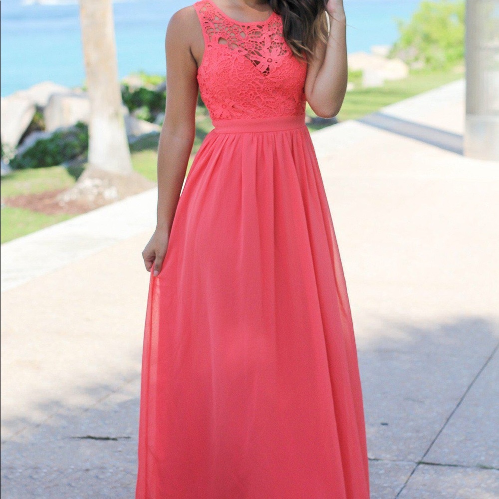 NWT lace maxi dress - Coral!